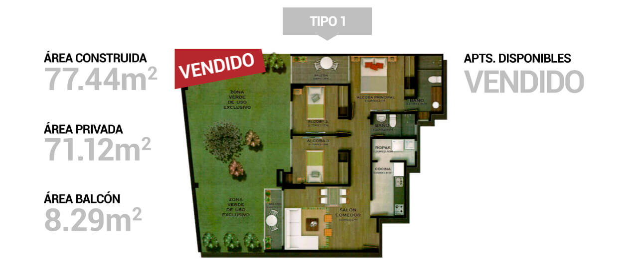 Interior apartamentos Med70